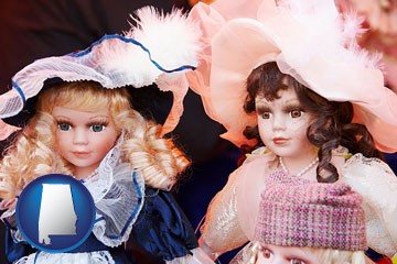 collectible vintage dolls - with Alabama icon