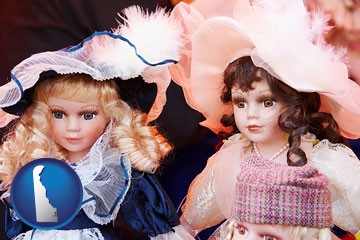 collectible vintage dolls - with Delaware icon
