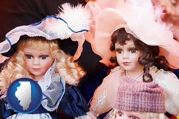 collectible vintage dolls - with Illinois icon