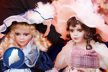 collectible vintage dolls - with Maine icon