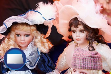 collectible vintage dolls - with North Dakota icon