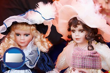 collectible vintage dolls - with Pennsylvania icon
