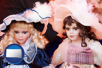 collectible vintage dolls - with South Dakota icon