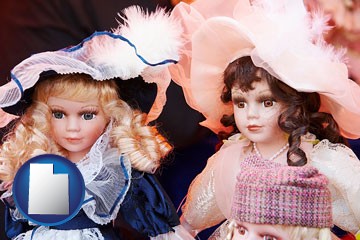 collectible vintage dolls - with Utah icon