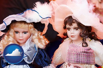 collectible vintage dolls - with Virginia icon