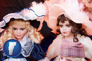 collectible vintage dolls - with Vermont icon